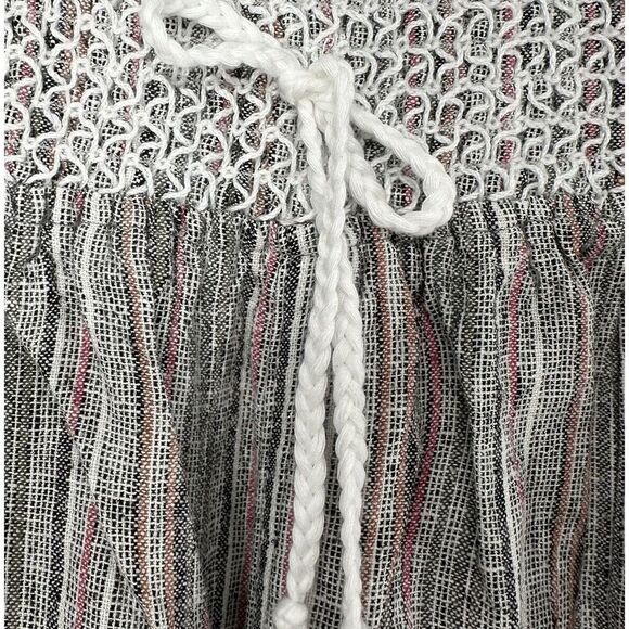 Christopher Banks Wide Leg Pants Crop Linen Blend Size L Elastic Waist Striped - Picture 7 of 10